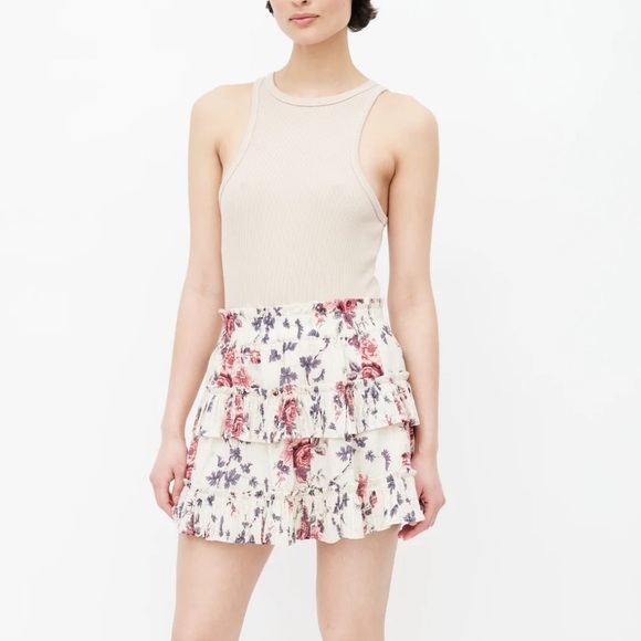 LoveShackFancy Dresses & Skirts - LoveShackFancy Floral Ruffle Mini Skirt XS